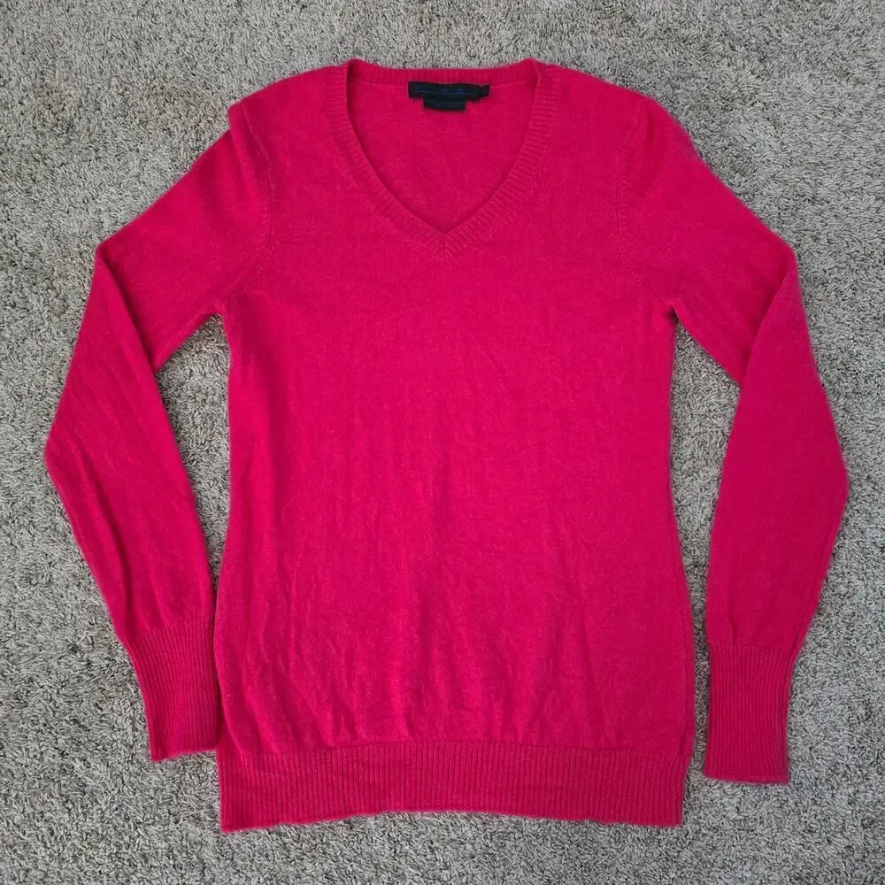 Enzo Mantovani Pink 100% Cashmere V-Neck Sweater M CozyLuxe Minimalist Soft Girl